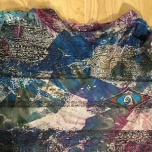 Vintage 90s Hot Curl Surf Tie Dye Abstract AOP T-Shirt